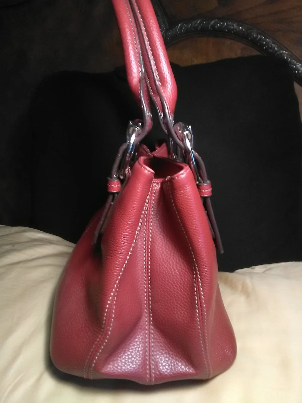 LK NEW TIGNANELLO Classic Red Leather Tote Handbag CHAIN PRINT + LOGO INSIDE